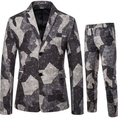 2019 Men National Style Suits Trend Wedding Suits for Men Fashion Two Buckle Design Men Two Piece Slim Fit Suit Plus Size