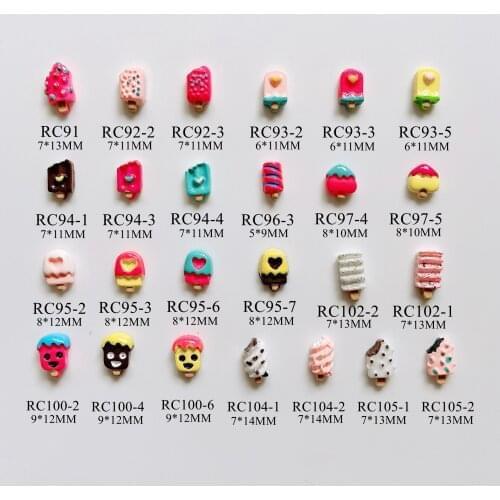 30pcs/bag Cartoon Ice-Lolly Popsicle Lolly-pop Deco Resin Cartoon Deco Nail Art Decoration Nail DIY Deco