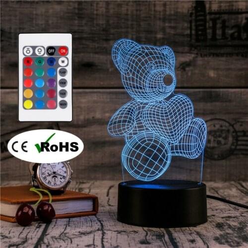 3D Led Night Light Table Lamp Love Bear Light Led Home Corridor Hotel Party Atmosphere Lights Novety Lighting Creative Gift