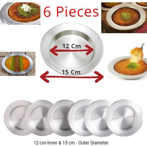 6 Pcs Kunefe Plate Kitchen Service Dessert Presentation Pan Turkish Traditional Famous Dish Tray Gaziantep Stainless Aluminum