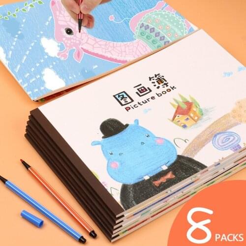 8 Volumes / Set of A4 Picture Book Childrens Graffiti Painting Blank Painting Hand-painted Color Book Back To School Stationery