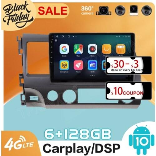 Android10 PX6 DSP is Suitable for Honda Civic 2007 - 2011 GPS Car Navigation Car Radio Video Stereo Multi-function CarPlay Host