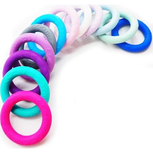 Chenkai 10PCS Silicone Ring Teether Chewable O shape Pendant BPA Free For DIY Infant Smoothing Sensory Bite Toy Accessories