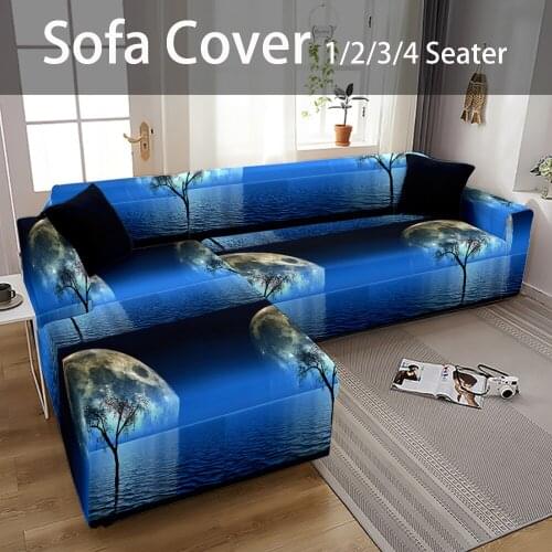 Scenery Style Elasticated Sofa Covers Plaid For Corner Two And Three Seats Sofa Covers Sunset Pattern ChildrenS Elastic Bed