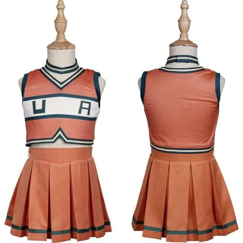Kids Children My Hero Academia Cheerleader Uniform Asui Tsuyu/Ochaco Uraraka Cosplay Costume Outfits Halloween Carnival Suit