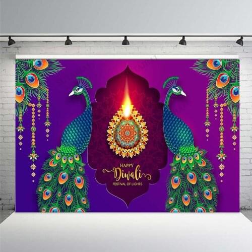 Festival of Lights Backdrops For Photography Beautiful Peacock Theme Birthday Party Photography Background Photo Studio Props