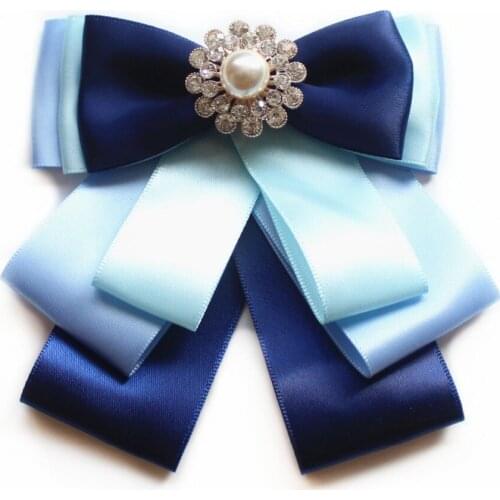 Men Women Collar Shirt Ribbon Bow Tie New Vintage Alloy Rhinestone Pearl Bead Necktie Groom Wedding Party Hotel Bank Work Bowtie