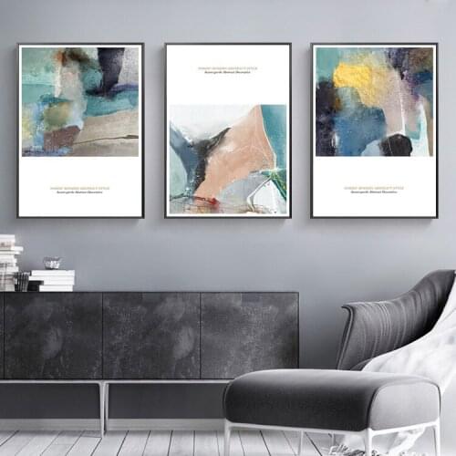 Art Color Posters Prints Nordic Abstract Blue Grey Purple With Twinkle Spots Wall Canvas Painting For Living Room Home Decor