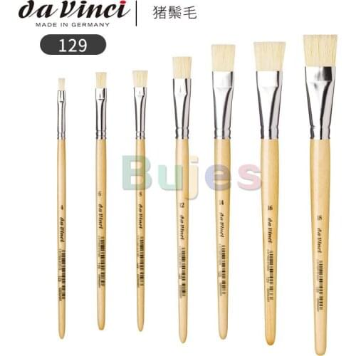 Da Vinci Student Series 129 Paint Brush, Bright White Chinese Bristles with Plainwood Handle, Size 4,8,10,12,14,16,18,20