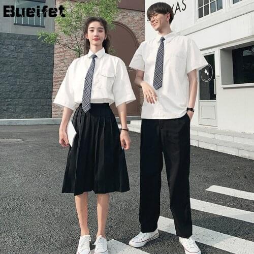 Korean School Uniform for Girls Students Class Service Summer Long Short Sleeve Couple Japanese School Uniform Cosplay Costume