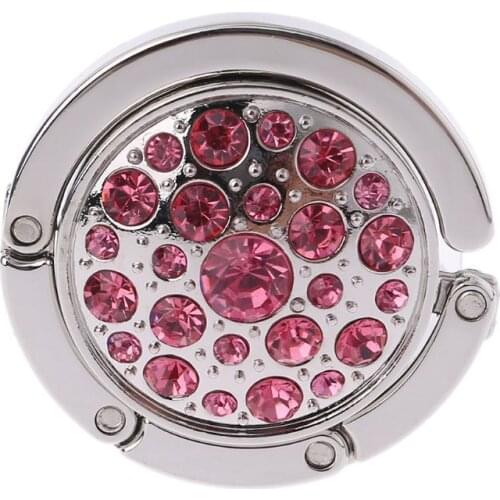 Round Foldable Purse Bag Rhinestone Hanger Handbag Table Desk Hook Tote Holder G5GB