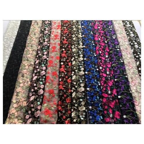 Gauze Hibiscus embroidered wedding dress lace embroidered lace fabric