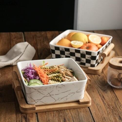 Nordic Square Ceramic Plate Solid Gold Edge Porcelain Glaze Dinner Plate Western Steak Cake Dessert Tray Home Snack Dishes Plate