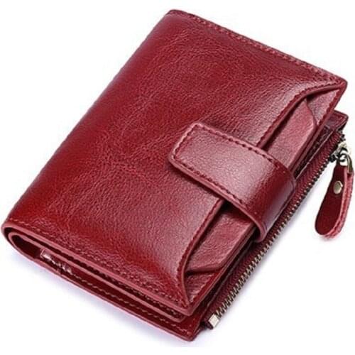 Split Leather Small Wallet Women Short Zipper Ladies Coin Purse Card Holder Femme Mini Wallet Luxury Brand Womens Wallet