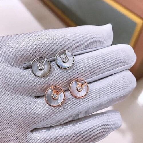 Fashion design pure 925 sterling silver jewelry Amulette earrings sign symbol earrings nature shell famous brand women jewelry