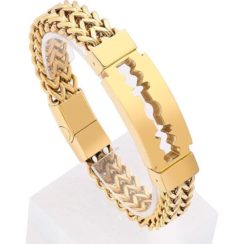 78g 8.26 Inch Mens Stainless Steel Blade ID Bracelet High Polished Hip Hop Biker Figaro Curb Chains Bracelets for Father Husband