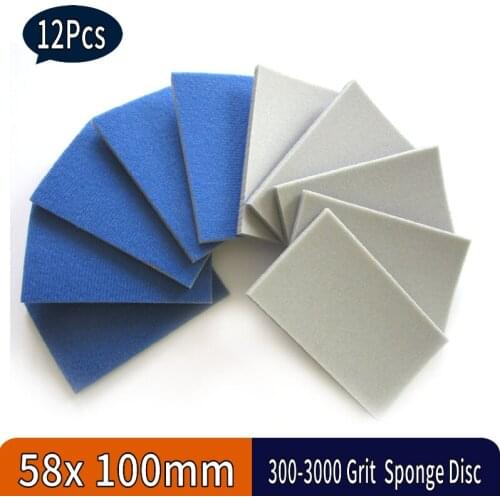 12PCS 58x100MM Hook and Loop Sanding Sponge Sandpaper 300-3000 Grit for Wet & Dry Sanding