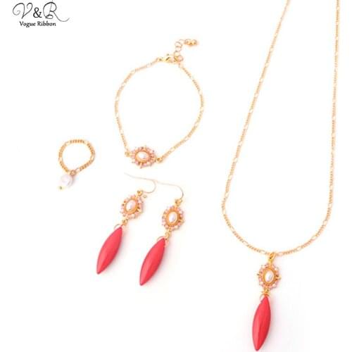 2020 New Arrival Diy Package Jewelry Set Necklace Earring Bracelet Ring Set By Glass/ Acrylic/ Natural Stone Accessories Jewelry