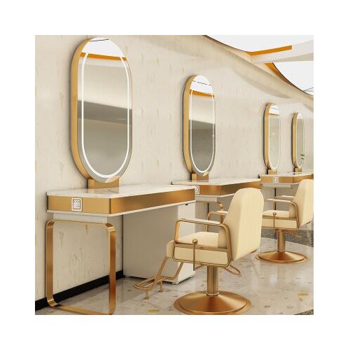 Stainless steel marble web celebrity hair salon mirror barber shop cabinet integrated hair salon dedicated hot dyeing mirror