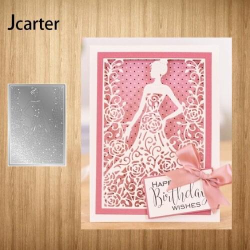 New Metal Cutting Dies Flower Girl Rectangle Background Craft Handmade Knife Mould Blade Punch Stencils Dies Cut Scrapbook Model