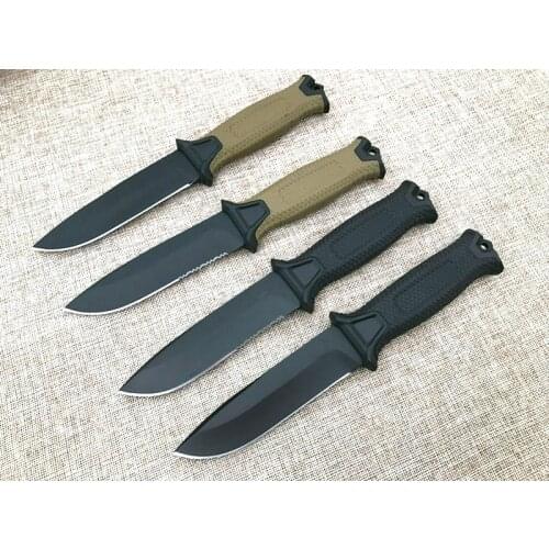 TRSKT 12C27 Steel Blade ,Rubber Handle Hunting Knife Straight Knives Outdoor Tool Rescue Camping Knives Edc Tools Dropshipping