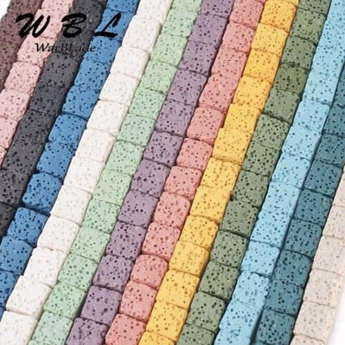 Wholesale Natural Lava Beads Square-shape Volcanic Rock Stone Loose Beads 8mm 10mm For DIY Necklace Bracelets Jewelry Making