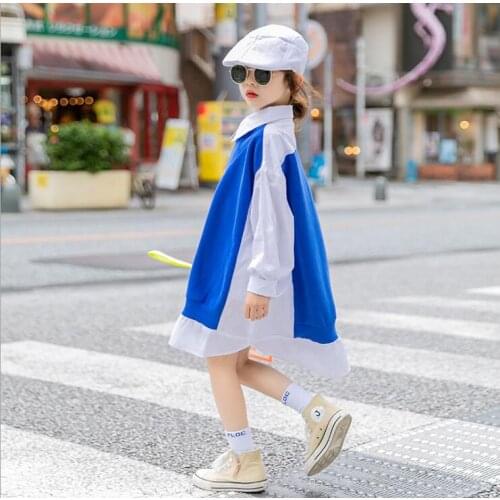 2020 Korean style girls patchwork dress fashion girls dresses 4-9t C746