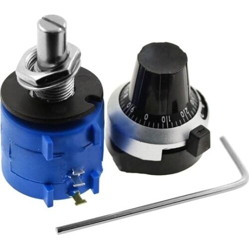3590S-2 3590S Series Precision Multiturn Potentiometer 10 Ring Adjustable Resistor+Turns Counting Dial Rotary 6.35mm Knob
