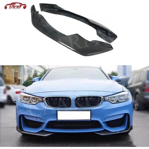 3 4 Series Carbon Fiber Front Lip Splitters Flap Cupwings For BMW F80 M3 F82 F83 M4 2014-2017 2PCS Head Lip Guard Decoration