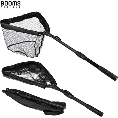Booms Fishing N04 Fishing Landing Net with Telescopic Handle, Compact Folding Net Nylon Mesh 38cm-56cm Fishing Tackle