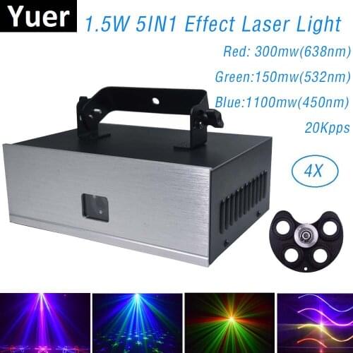 Stage Laser Light 1.5 Watt RGB DMX Dj Disco Laser Light 20Kpps 1.5W 5IN1 Effect Laser Projector Light Stage Showlight Wedding