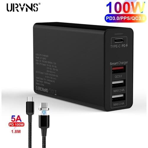 100W Type C Wall Charger with PPS PD3.0 QC3.0 AFC FCP Fast Technology, USB-C Laptop Adapter for MacBook Pro 16", iPhone 11