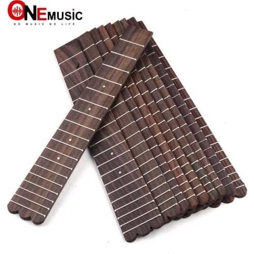 10pcs 26 Inch Tenor Fish Tail Shape Ukulele Fingerboard with 4mm Dot 18 Fret Rosewood UK fingerboard Replacement