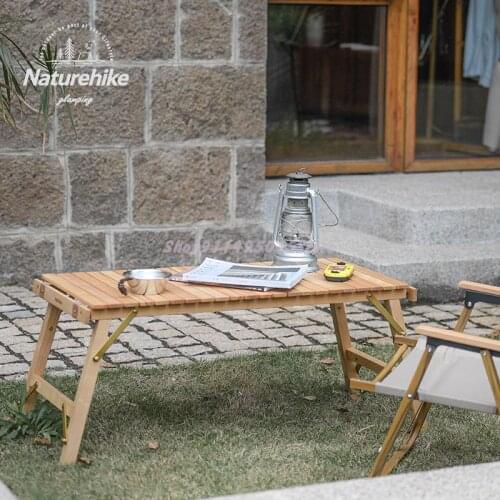 Picnic Camping Spring Egg Roll Table Portable Outdoor Solid Wood Folding Car Table