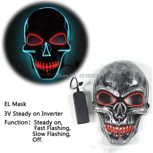 EL Wire Glowing Halloween Skull Mask Carnival Mask LED neon rope tube Festival LED Strip For Party Decoration With DC-3V