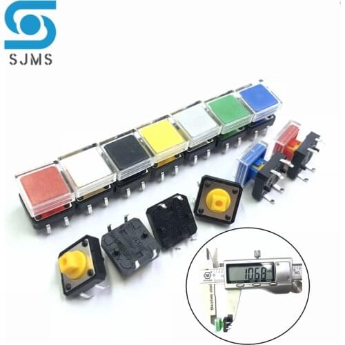 10pcs B3F Tactile Push Button Switch +A14 Color Hat 10pcs + Transparent Cap 10pcs Momentary Tact Touch Micro Switch 12*12*7.3mm