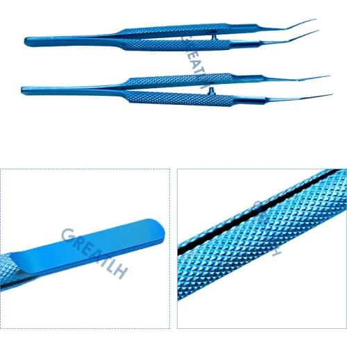 Titanium Capsulorhexis Forceps Veterinary Ophthalmic Tweezer Curved 108mm Ophthalmic Eye Instrument