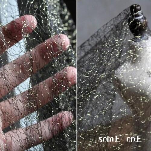 Unique Mesh Lace Tulle Fabric Black DIY pettiskirt Skirt Wedding Dress Creative clothing Designer Fabric 50*165cm