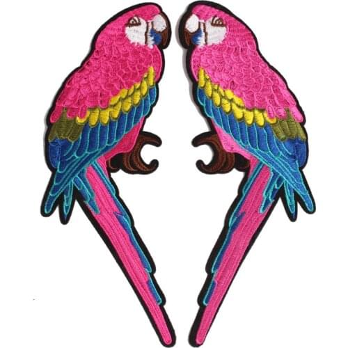 GUGUTREE embroidery big parrot patches bird patches badges applique patches for clothing JW-117