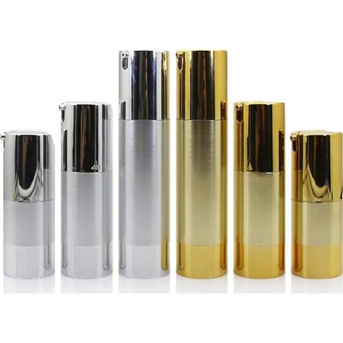 YTP050 15ml gold Empty Cosmetic Airless Bottle Portable Refillable Pump Dispenser Bottles For Travel Lotion 5 Transactions