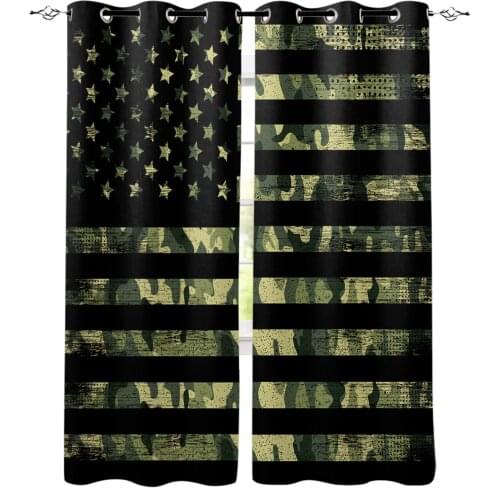 Green Camouflage American Flag Blackout Curtains For Living Room Bedroom Window Treatment Blinds Drapes Kitchen Curtains