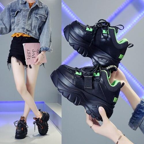 2020 Autumn Women Chunky Sneakers Platform Stretch Ladies Casual Vulcanize Shoes Woman Dad Shoes Fashion Platform Sneakers