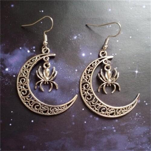 Gothic Hollow Out Moon Spider Owl Sun Metal Earrings For Women Men Punk Trendy Fashion Cool Planet Animal Earrings Jewelry New