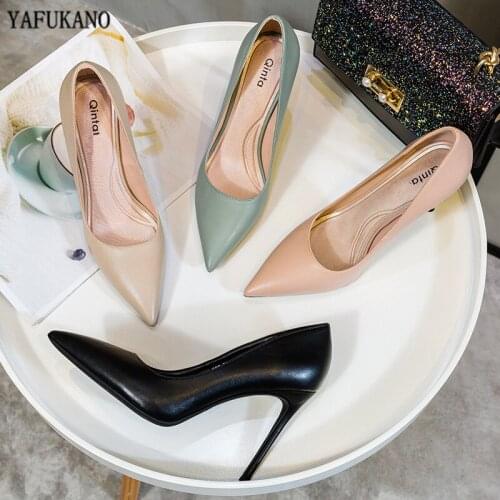 2020 Brand High Heels Black Microfiber Leather Pointed Toe Sexy Thin Heel Women Pumps Party Dress Wedding Lady Shoes Size 33-40