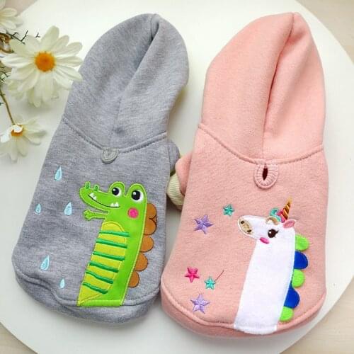 Winter Warm Pet Dog Clothes for Small Dogs Sweet Unicorn Crocodile Puppy Cat Clothing Hoodie York Shih Tzu Mascotas Sweatshirt