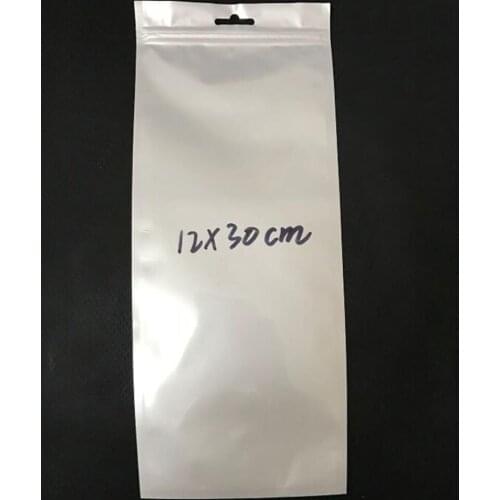 100pcs 12x30cm 12*30cm Clear White Self Seal Zipper Plastic Retail Packaging Bag Zip Lock Bag Retail Package Hang Hole