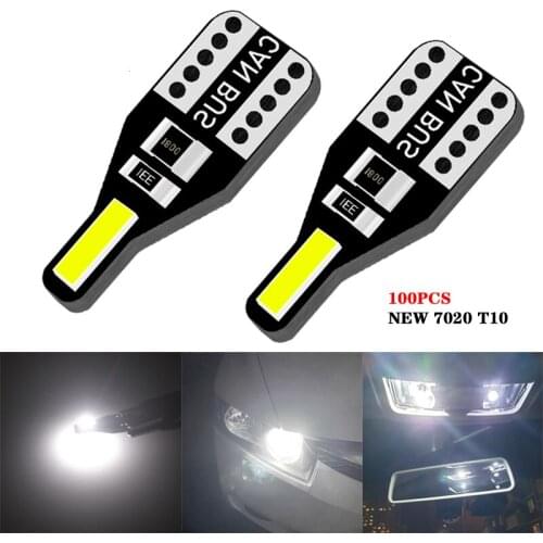100PCS W5W LED T10 led Car NEW 7020 chip CANBUS Car Wedge Parking Light Turn Side Bulbs Instrument Lamp Auto License Plate Light
