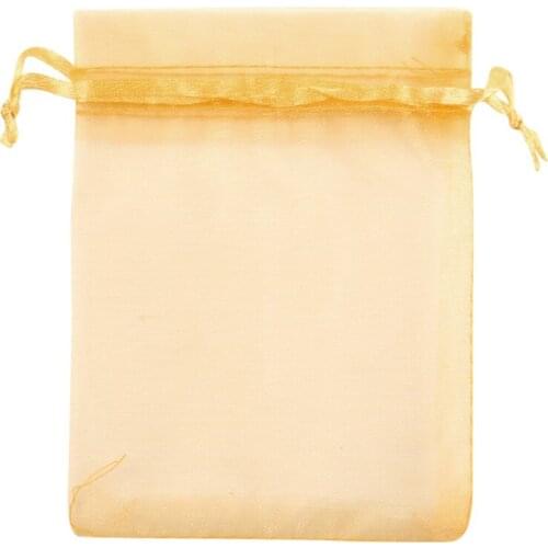 100Pcs Golden Organza Bags Wedding Party Decoration Drawable Packaging Jewelry Candy Packaging Organza Bags & Pouches