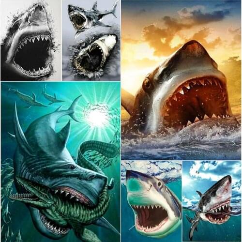 5D DIY Diamond Painting Shark Cross Stitch Home Decor Handmade Gift Art Picture Full Drill Square Round Mosaic Embroidery Kits