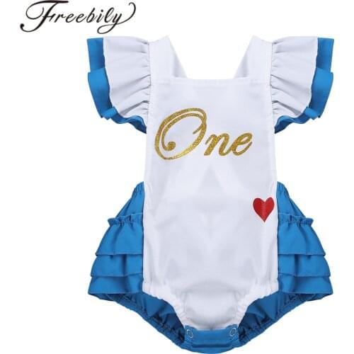 Infantil Baby Girls Fancy Romper First Birthday Bodysuit Princess Tutu Ruffles Dresses Halloween Cosplay Party Princess Costume